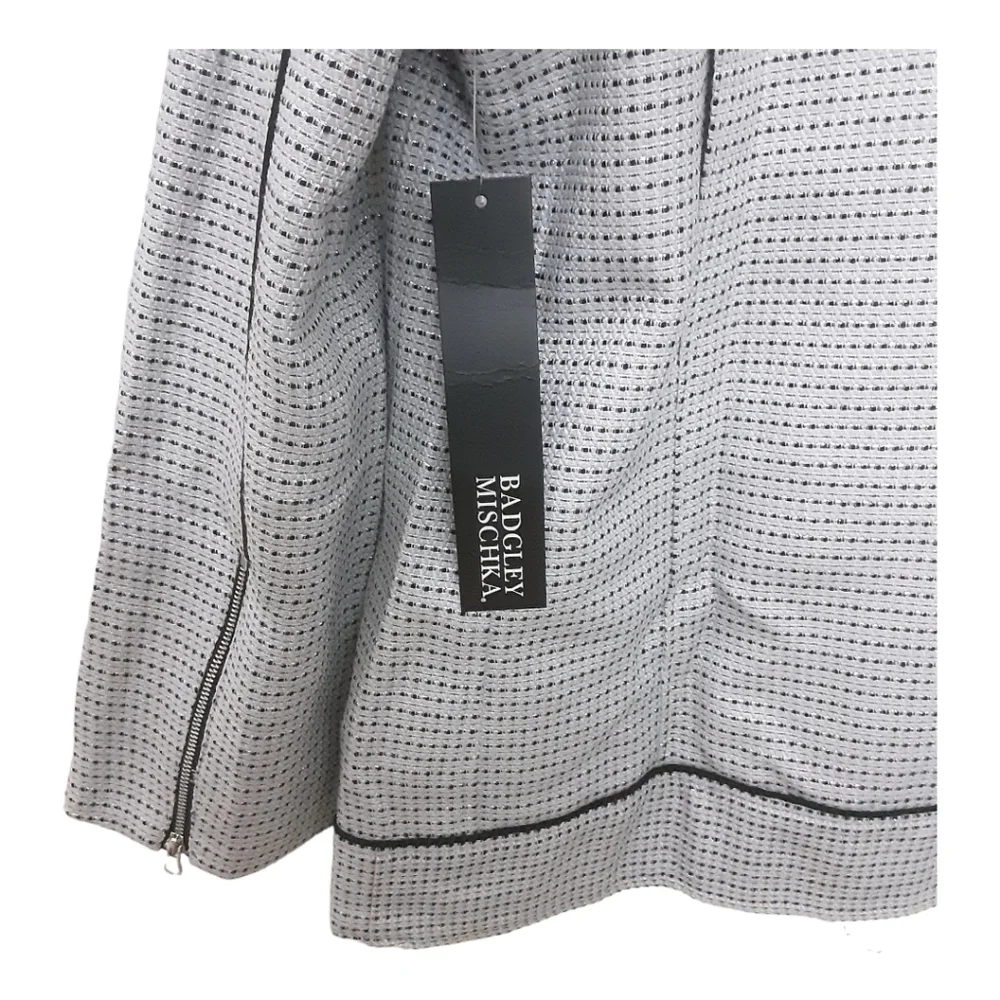 NWT Badgley Mischka Tweed Moto Jacket Grey Multi Large - Picture 15 of 15